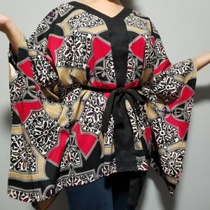 Nicole Miller red&black kaftan top